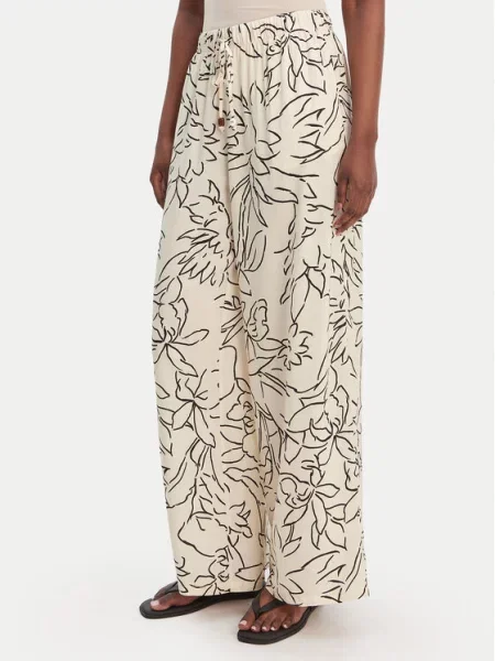 Seafolly Spodnie materiałowe Hothouse Flowers Wide Leg beżowy