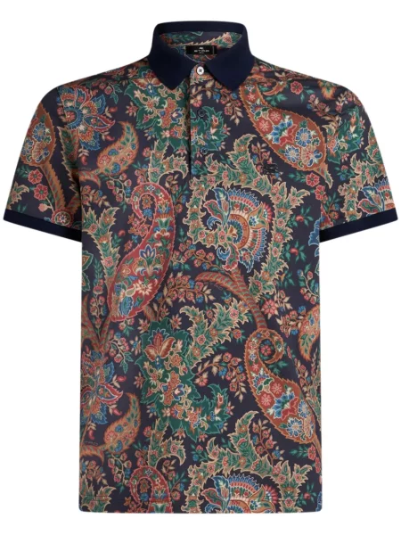 Tricou polo Etro cu model floral cu imagine albastru
