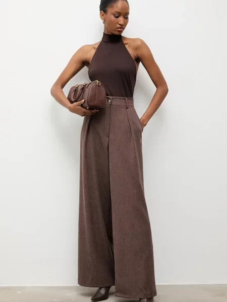 Однотонная блузка Answear.lab коричневая