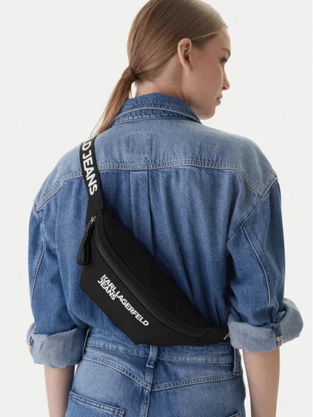 Karl Lagerfeld Jeans Torbica za okrog pasu﻿ črna