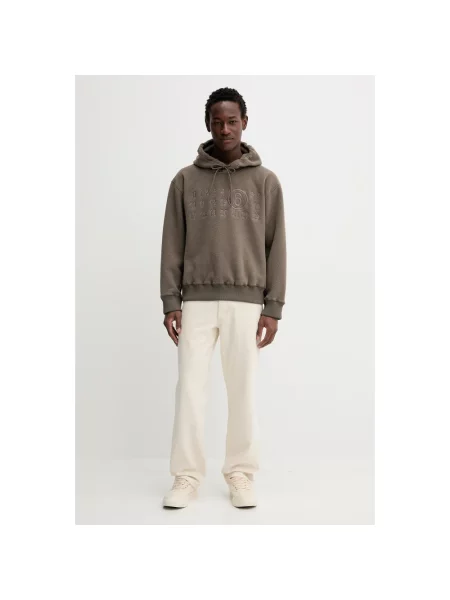 Bluza z kapturem Mm6 Maison Margiela z kapturem brązowa