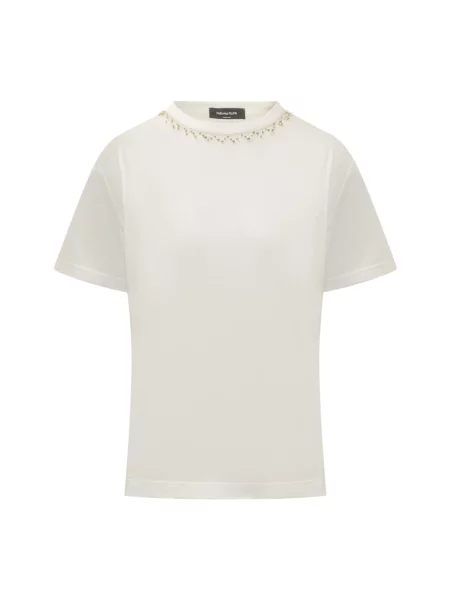 Koszulka Fabiana Filippi z dżerseju z koralikami biała