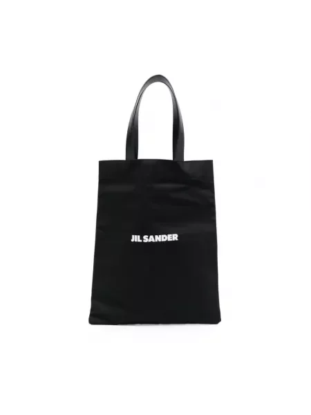 Shopperka Jil Sander bez obcasa płócienna czarna