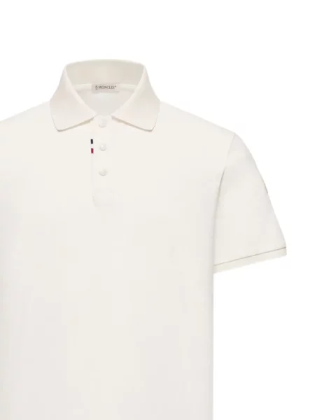 Tricou polo Moncler cu autograf alb