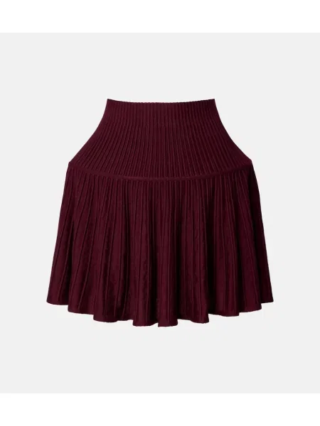 Fustă Alaïa de lână bordo