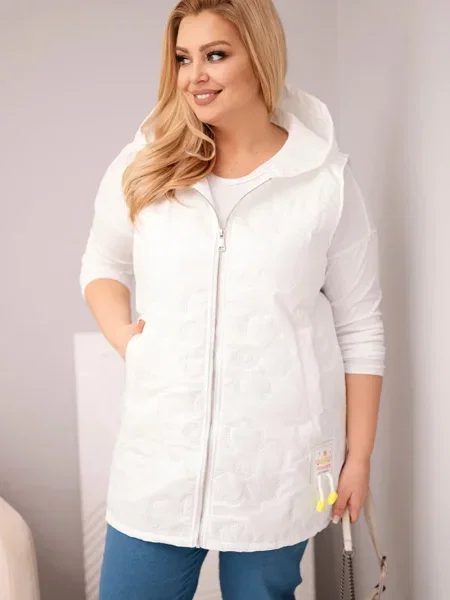 Vestă Kesi Włoski cu glugă alb