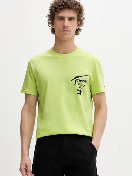 T-shirt o kroju regular fit z czystej bawełny Tommy Jeans zielona