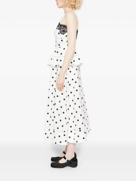 Rochie maxi Self-portrait cu buline din dantelă alb