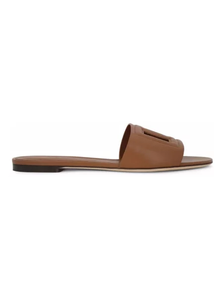 Klapki Dolce And Gabbana skórzane brązowe
