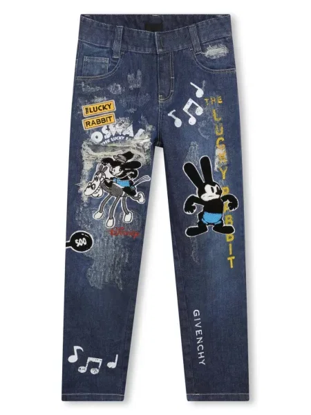 Jeansy straight leg dziecięce Givenchy niebieskie