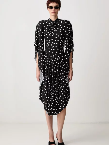 Vetements rochie evazată polka dot cu vâscoză