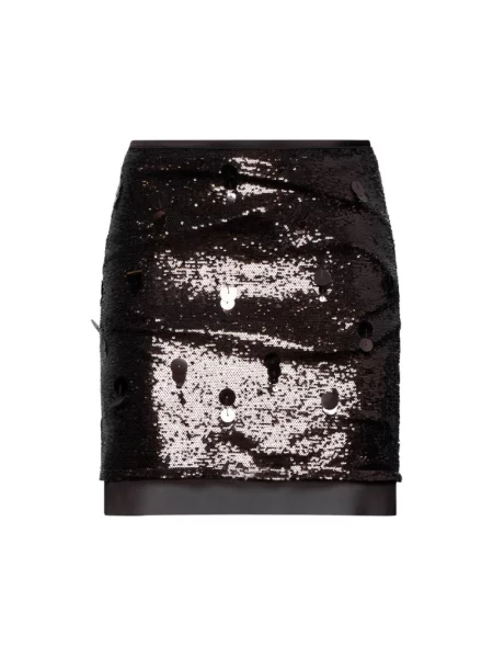 Mała mały spódnica mini Silvian Heach z cekinami brązowa