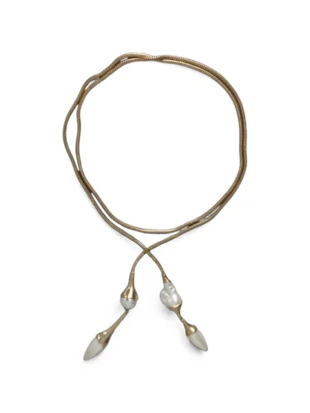 Colier Weekend Max Mara cu perle cu model piele de șarpe