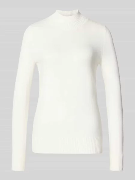 Sweter z dzianiny o kroju regular fit ze stójką Christian Berg Woman biały