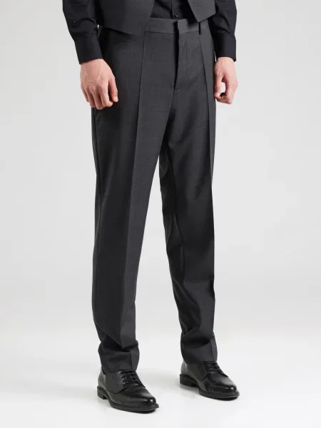 BOSS Pantaloni cu dungă H-Lenon închis gri