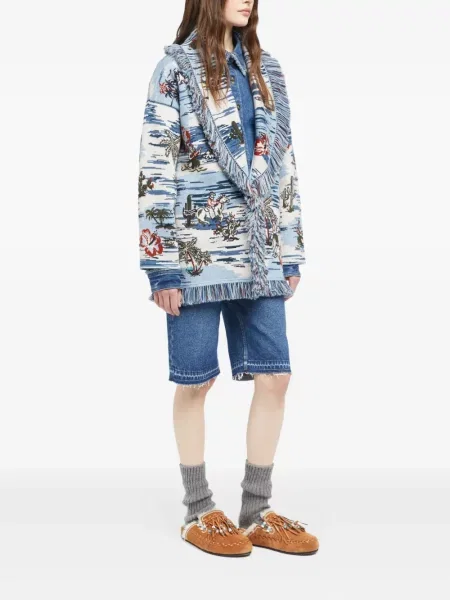 Cardigan Alanui cu franjuri albastru