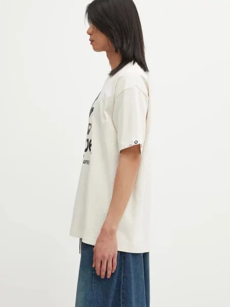 AAPE tricou din Basic cu imprimeu bej