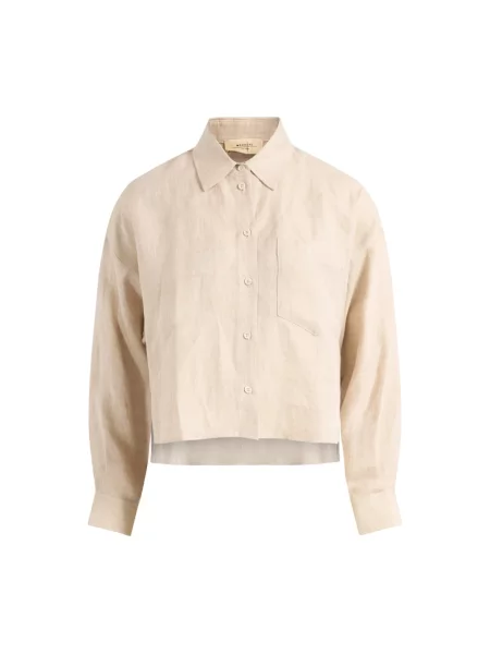 Lniana koszula z lnu Weekend Max Mara beżowa