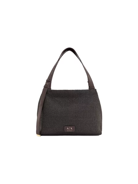 Armani Exchange geantă shopper pentru femei împletită maro