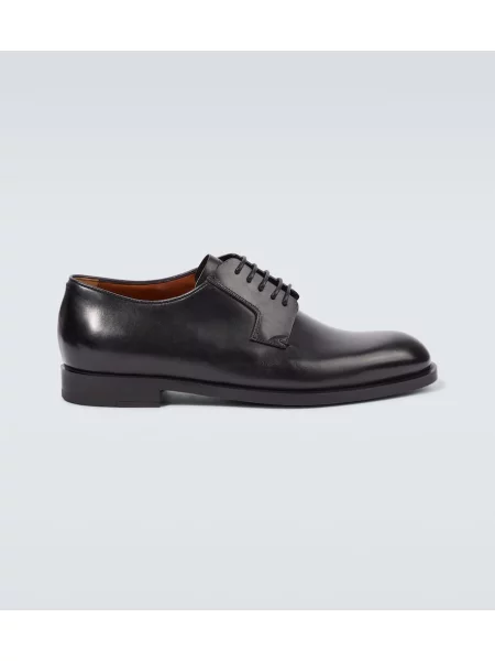 Pantofi derby Zegna din piele de lac negru