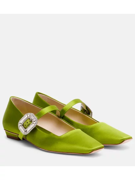 Satenaste balerinke Roger Vivier zelena