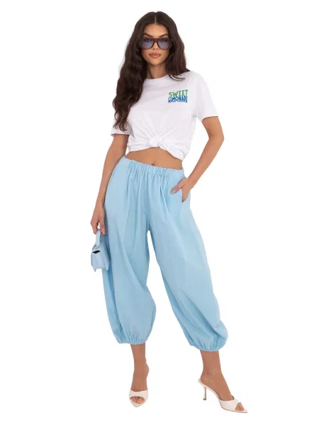 Pantaloni Italy Moda de catifea alb