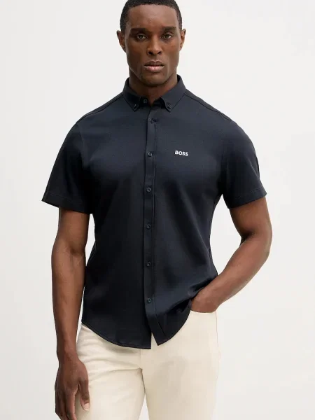 BOSS Green cămașă din ST_Motion S bleumarin cu guler button-down regular verde