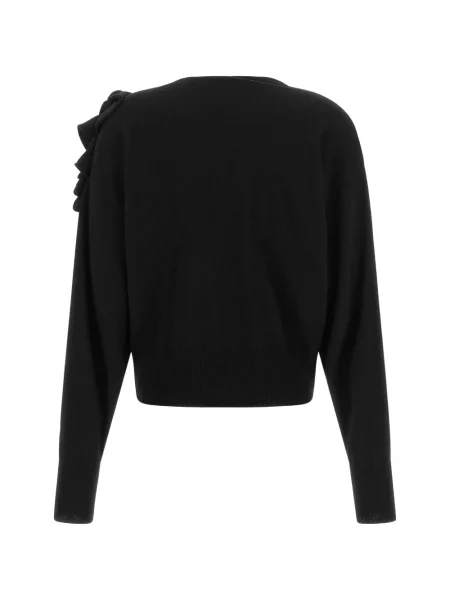 Pulover Nude cu volane asimetric negru