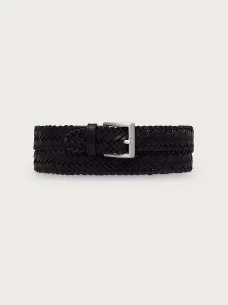Tommy Hilfiger curea împletită pentru femei din piele negru