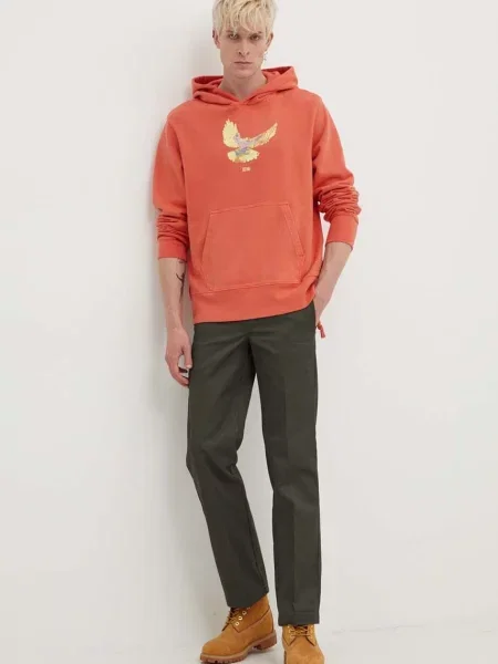 Свитер Ksubi с капюшоном с принтом оранжевый