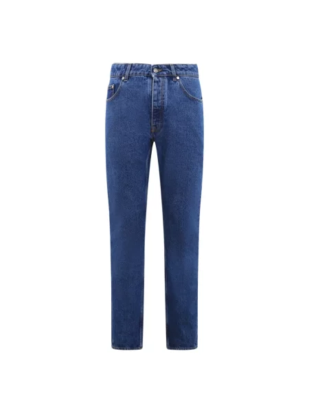 Haftowane jeansy straight leg Palm Angels niebieskie