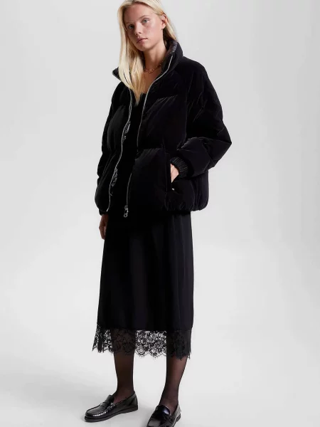 Оксамитовий пуховик Tommy Hilfiger чорний