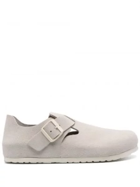 Sandale Birkenstock din piele de căprioară alb