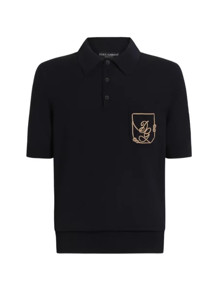 Tricou polo Dolce & Gabbana de lână cu autograf albastru