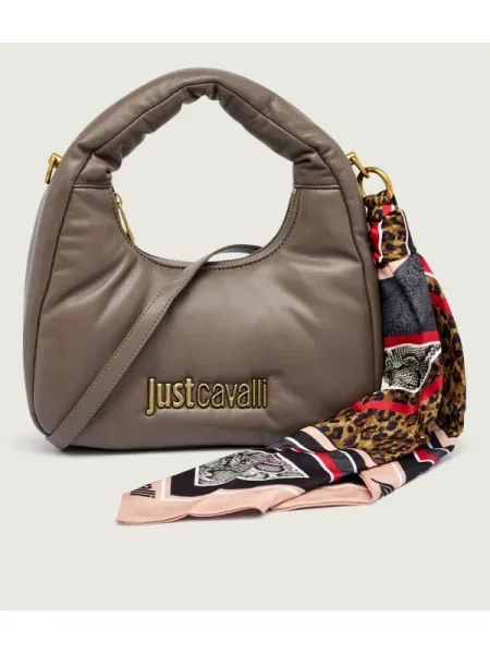 Just Cavalli Geantă hobo + eșarfă pătrată bej