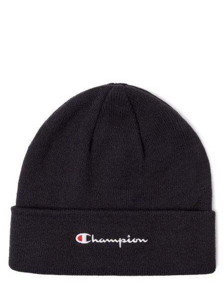 Czapka beanie z szerokim brzegiem i wyhaftowanym logo Champion niebieska