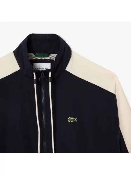 Lacoste Kurtka Wodoodporna Z Suwakiem I Blokami Kolorów granatowa