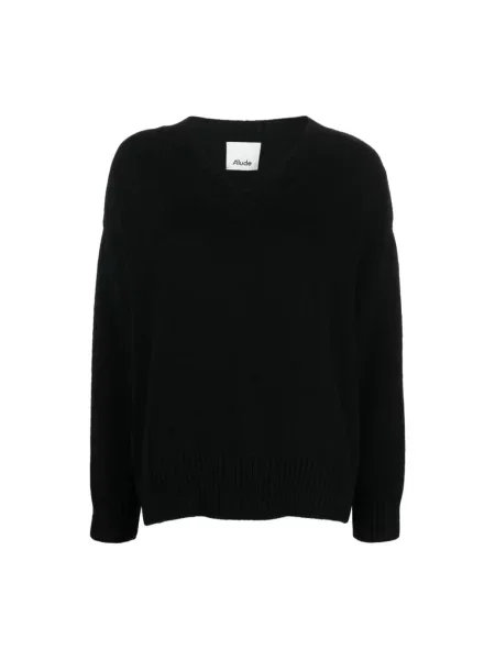 Sweter Allude z dekoltem w serek czarny