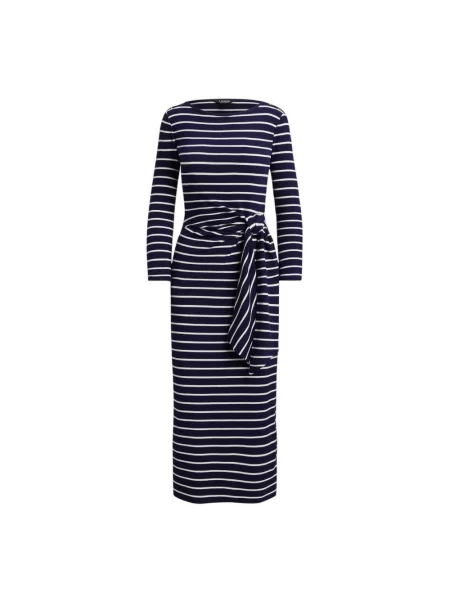 Sukienka midi Ralph Lauren w paski niebieska