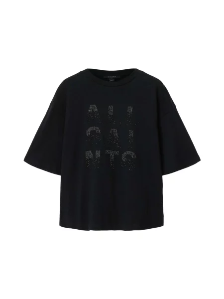 AllSaints Tričko STACKS AMELIE / stříbrná černá
