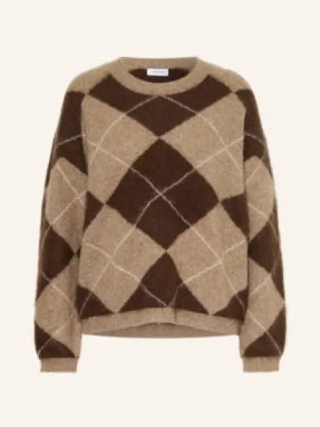 Darling Harbour Svetr dark brown melange / greige melange / offwhite hnědý