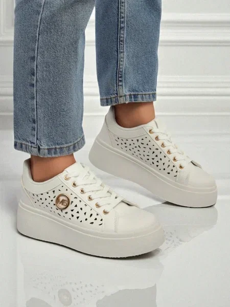Sneakerși Resti cu platformă alb