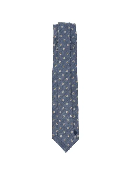Cravată Barba cu imprimeu geometric albastru