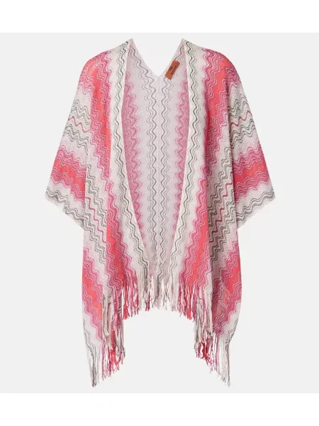 Poncho Missoni cu franjuri roz