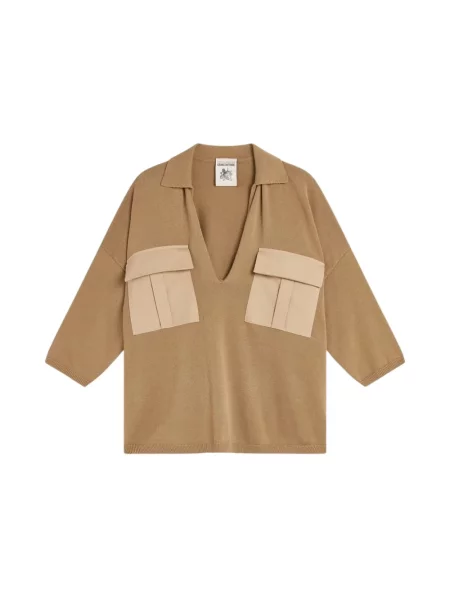 Lniana koszulka polo Semicouture beżowa
