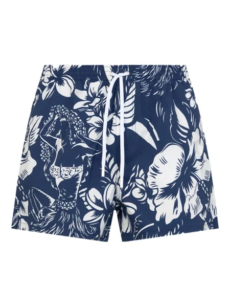 Slip de baie Dsquared2 cu model floral cu imagine albastru