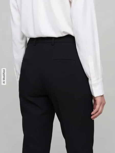 Krój regular fit Wąskie spodnie z domieszką mieszanki i bawełny model KRYSTAL' Cambio czarne