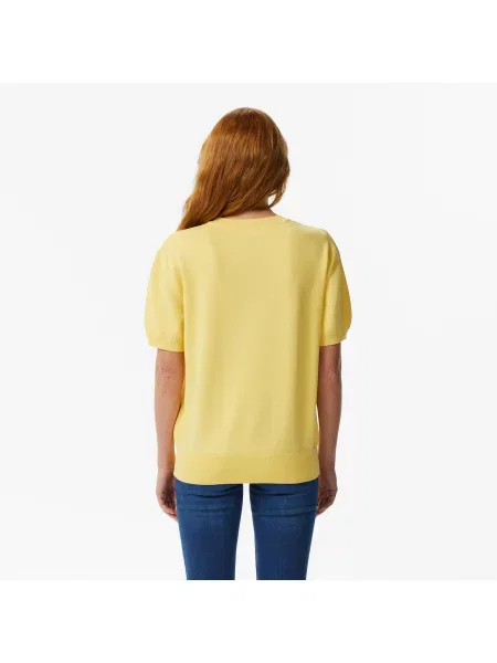 Lacoste Bluzka Z Okrągłym Dekoltem Z Krótkim Rękawem Relaxed Fit żółta