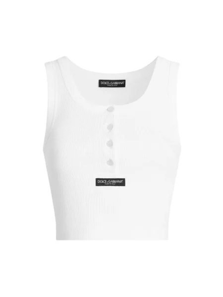 Prążkowany top Dolce And Gabbana na ramiączkach biały