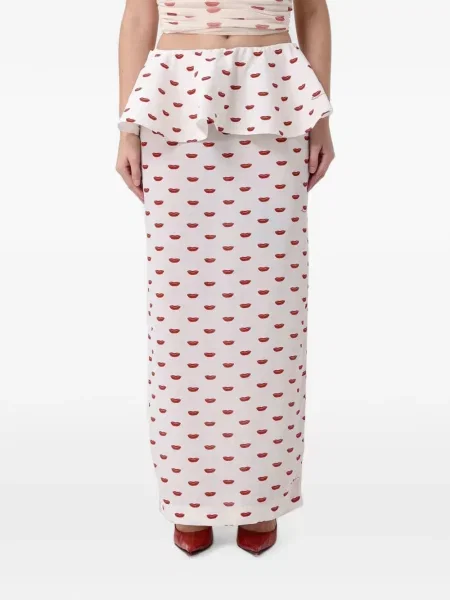 Fusta maxi Fiorucci cu imagine alb